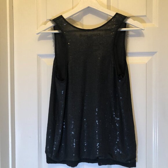 Diane Von Furstenberg DVF Sorcha Black Sparky Sequin Silk Tank Top Size P - Picture 3 of 7
